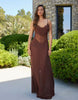 Noughts & Kisses lace panel insert maxi dress in chocolate