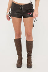 Neovision Washed PU Lace Up Micro Short Washed Brown