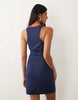 polyamide contrast red trim racer mini dress in navy
