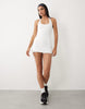 4505 active halterneck tennis dress with under shorts in white