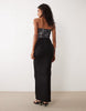 Vesper bengaline square edge bandeau maxi dress in black