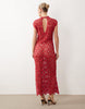 crochet open back maxi dress with sequins in red