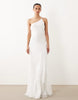 Six Stories chiffon one shoulder embellished detail tiered maxi dress in white