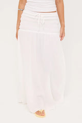 Luck & Trouble Solene Shirred Maxi Skirt White