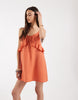Vero Moda Tall frill trim cami mini dress in rust