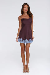 Evening Glow Satin Mini Dress Wine