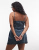 COLLUSION Plus denim wrap dress in mid wash