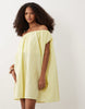 volume puff mini dress in lime plaid print