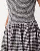 Accessorize shirred drop waist dress in black stripe