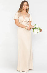 Rome Twist Gown ~ Champagne Luxe Satin