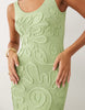 Wanderdoll Sunnie knit abstract detail tie back maxi dress in sage