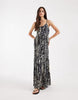 ONLY Tall maxi dress in abstract navy print