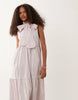 Sister Jane Wave tripe bow detail tiered skirt maxi dress in lilac stripes