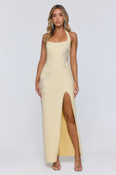 Too Hot To Miss Halter Maxi Dress Yellow