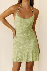 Stylishly Elevated Halter Mini Dress Green