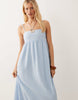 textured square neck midaxi dress in light blue