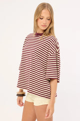 Lioness Bloom Short Sleeve Plum Stripe