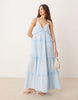 YAS tiered ruffle detail cami maxi dress in soft blue