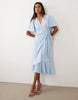 YAS satin wrap midi dress in light blue