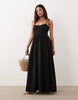 Petite Faith beach shirred maxi dress in black
