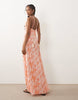 Mango Teen halterneck maxi dress in orange print