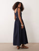 denim ballerina midi dress in rinse