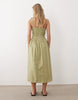 Miss Selfridge Petite strappy eyelet midaxi dress in sage