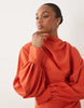 Tall high neck draped maxi dress with draped skirt in orange
