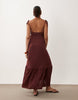 Vero Moda Maternity tie shoulders cami midaxi tiered dress in andorra red