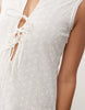Noisy May tie front eyelet polo mini dress in white
