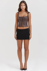 brown vegan leather corset