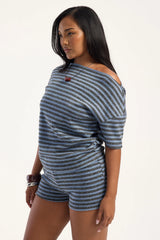 Lioness Bloom Knit Short Grey Blue Stripe