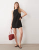 low back tailored mini dress in black