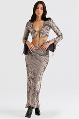 pewter shimmer velvet satin top