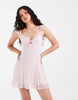 Hollister corset detail flippy mini dress in pink ditsy print