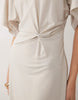 Mango T-shirt dress with twist detail in beige