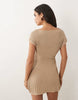 knit cinched pleated mini dress in stone