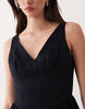 waisted V-neck maxi dress with seaming details in black