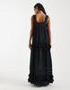 Object premium lace and ruffle trim tiered boho maxi dress in black