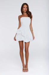 Untamed Paradise Strapless Bubble Mini Dress White