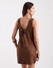ONLY tie back sleeveless cheesecloth mini dress in chocolate
