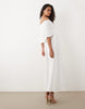 SNDYS bandeau draped shoulder detail dropped waist maxi dress in white