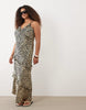 Esmee Curve strappy maxi beach dress with ruffle detail in cream zebra
