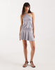 Motel Kureha grommet trim halter neck jersey mini dress in lilac gray