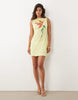 floral placement print mini dress in yellow