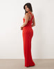 rib knit racer back maxi dress in red