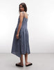 COLLUSION tie side asymmetric maxi dress in blue plaid