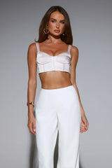 Champagne Nights Satin Corset Crop Top Pink