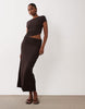 light rib cut-out midi dress in chocolate
