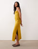 bandeau ruched side midi dress ochre